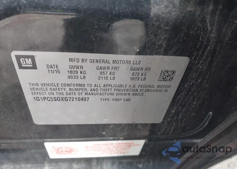 2016 Chevrolet Cruze Limited Ls Auto z USA, uszkodzony, nr VIN 1G1PC5SGXG7210497